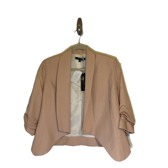 Velvet Heart Women’s open Cropped Blazer Size XSmall Pink New With Tags 3/4 Slv - Picture 1 of 12